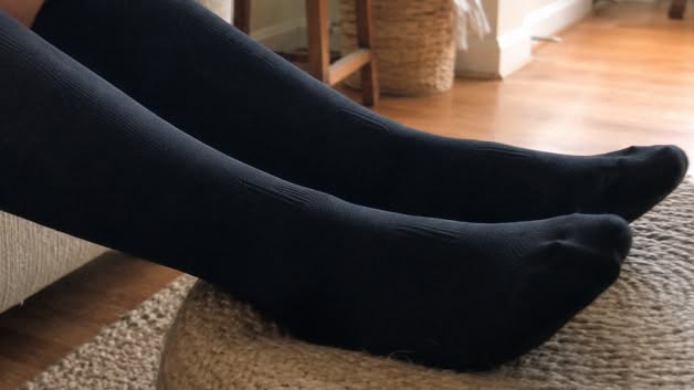 Relaxed feet at the end of a long working day wearing TrueFit compression socks